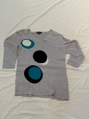 Putorti Grey Circle Design Knit Sweater